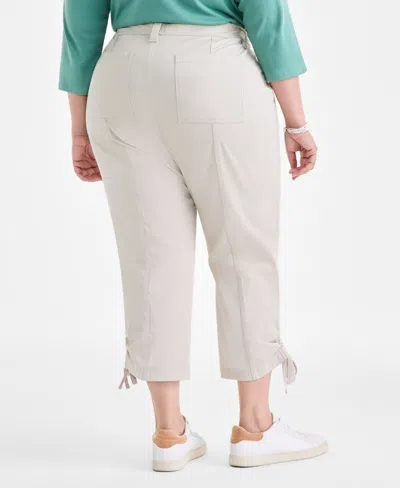 Style & Co Plus Size Tie-hem Cropped Utility Pants, Exclusively At Macy's In Green