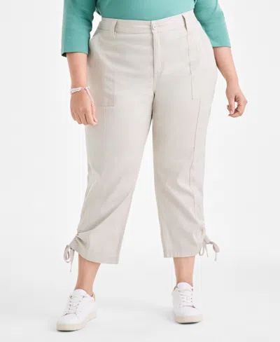 Style & Co Plus Size Tie-hem Cropped Utility Pants, Exclusively At Macy's In Green