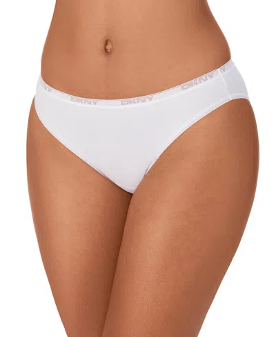 Dkny Women's Cotton Modal Thong 3 Pack- Dk8461p3 In White