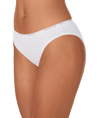 Dkny Women's Cotton Modal Thong 3 Pack- Dk8461p3 In White