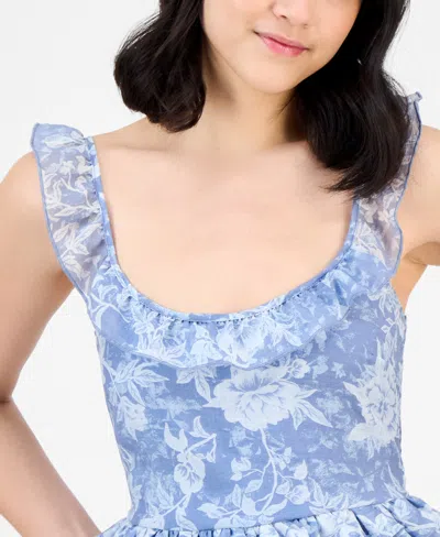 And Now This Petite Ruffle Peplum Top, Exclusively At Macy's In Blue