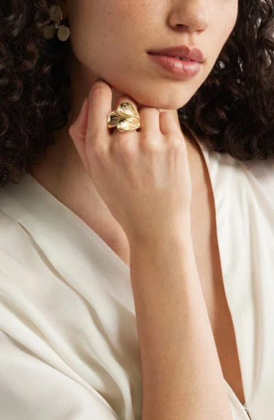 Nordstrom Textured Petal Cocktail Ring In Gold