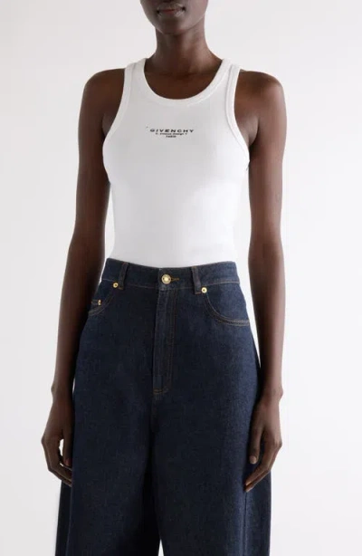 Givenchy Women Slim Tank Top With Logo Print In White