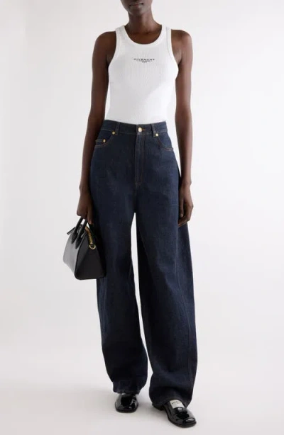 Givenchy Women Slim Tank Top With Logo Print In White