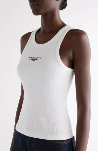 Givenchy Women Slim Tank Top With Logo Print In White