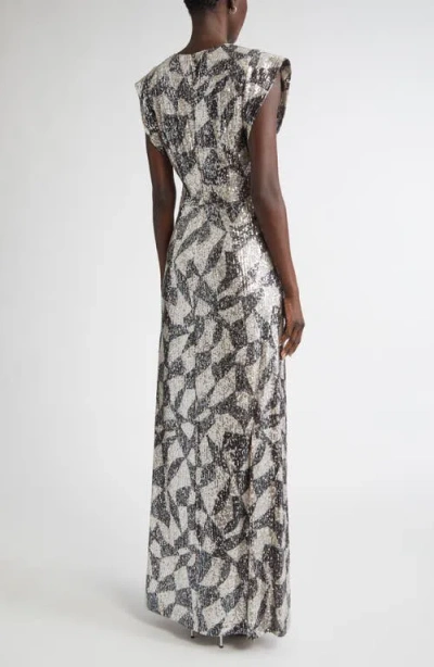 St John St. John Collection Cubist Sequin Gown In Multi
