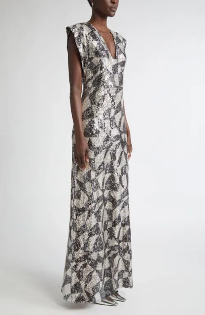 St John St. John Collection Cubist Sequin Gown In Multi