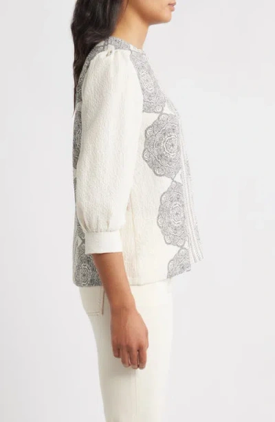 Bobeau Border Print Top In Multi