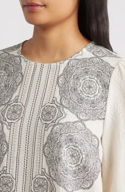 Bobeau Border Print Top In Multi