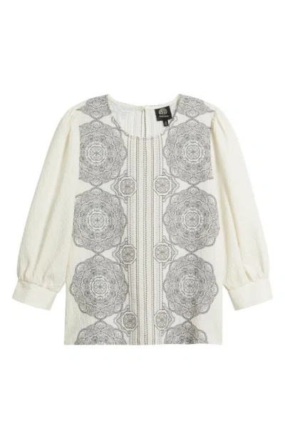 Bobeau Border Print Top In Multi