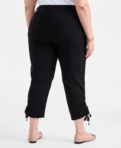 Style & Co Plus Size Tie-hem Cropped Utility Pants, Exclusively At Macy's In White