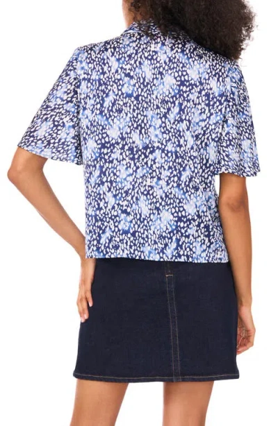 Vince Camuto Abstract Print Flutter Sleeve Button-up Shirt In Blue