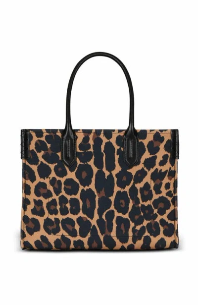 Balmain B-army Shopper Shoulder Bag In Leopard-print Canvas In Brown