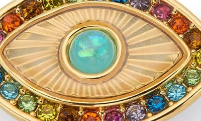 Kurt Geiger Signature Rainbow Crystal Evil Eye Stud Earrings In Metallic