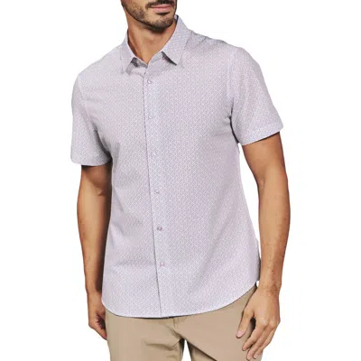 7 Diamonds Noah Geo Print Short Sleeve Performance Button-up Shirt In Blue