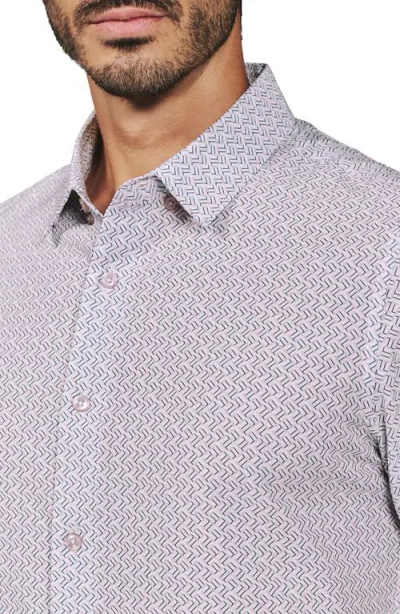 7 Diamonds Noah Geo Print Short Sleeve Performance Button-up Shirt In Blue