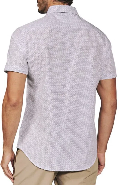 7 Diamonds Noah Geo Print Short Sleeve Performance Button-up Shirt In Blue