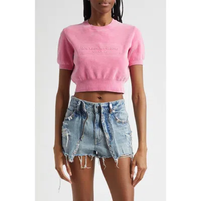 Alexander Wang Women Chenille Pullover In Cotton Blend With Logo In Pink
