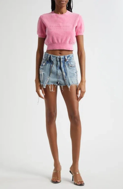 Alexander Wang Women Chenille Pullover In Cotton Blend With Logo In Pink