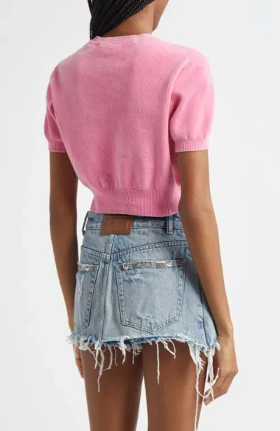 Alexander Wang Women Chenille Pullover In Cotton Blend With Logo In Pink