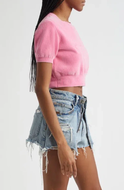 Alexander Wang Women Chenille Pullover In Cotton Blend With Logo In Pink