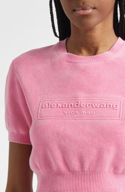 Alexander Wang Women Chenille Pullover In Cotton Blend With Logo In Pink