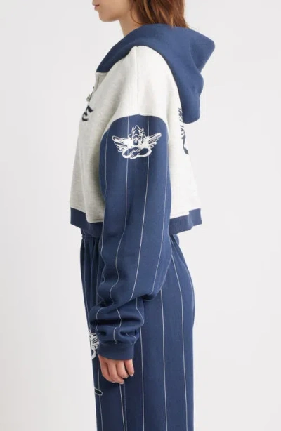 Boys Lie The Big Leaguer Alex Zip Crop Hoodie In Multi