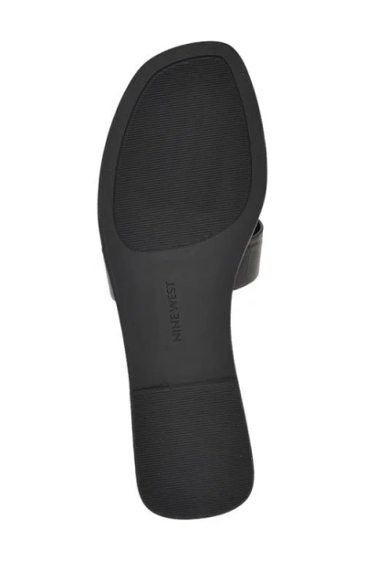 Nine West Women's Giny Cutout Flat Slide Sandals In Black