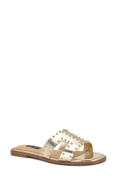 Nine West Women's Giny Cutout Flat Slide Sandals In Gold