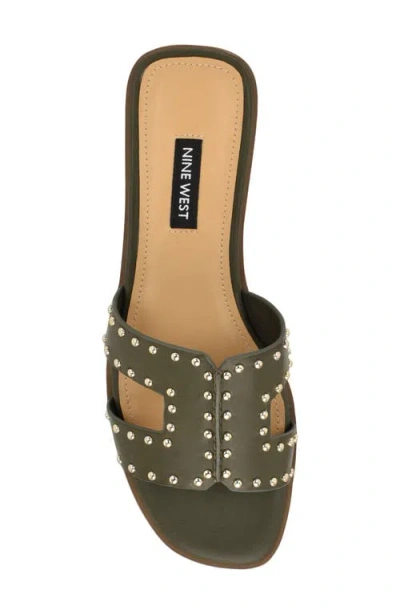 Nine West Women's Giny Cutout Flat Slide Sandals In Green