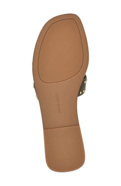 Nine West Women's Giny Cutout Flat Slide Sandals In Green