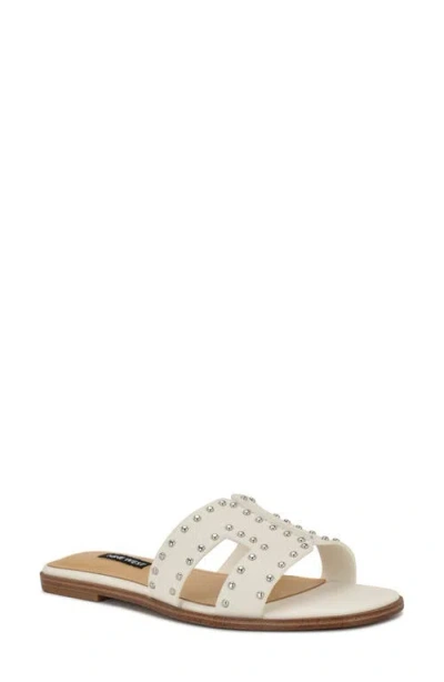 Nine West Women's Giny Cutout Flat Slide Sandals In White
