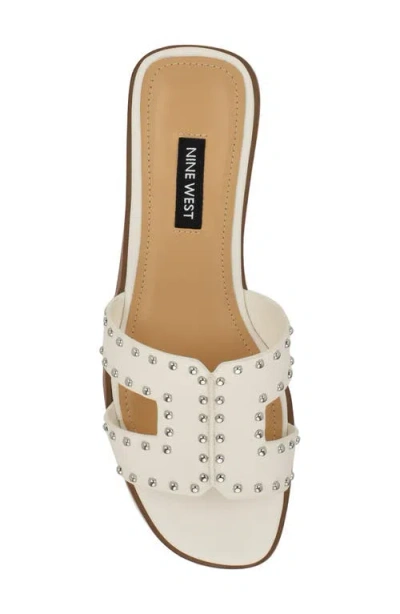 Nine West Women's Giny Cutout Flat Slide Sandals In White