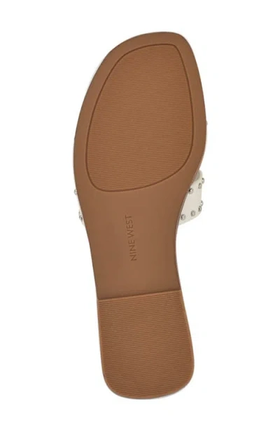 Nine West Women's Giny Cutout Flat Slide Sandals In White