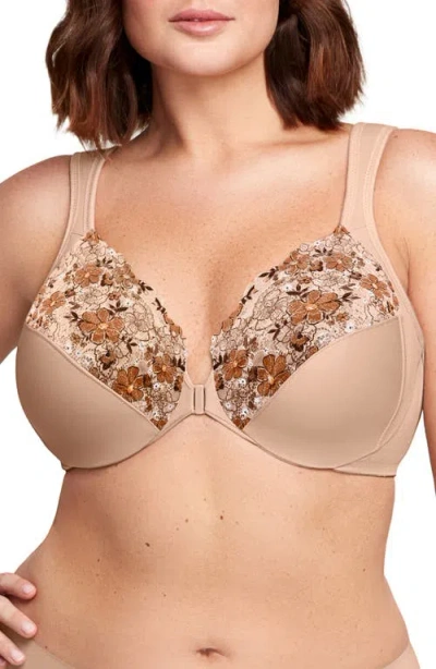Glamorise Plus Size Full Figure Wonderwire Front-closure Bra Underwire 1245 In Brown