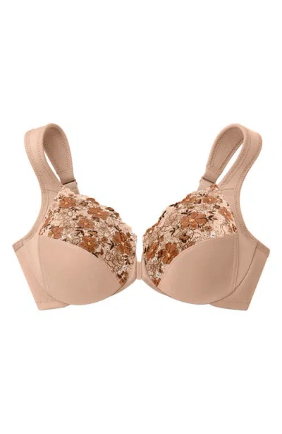 Glamorise Plus Size Full Figure Wonderwire Front-closure Bra Underwire 1245 In Brown