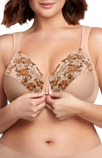 Glamorise Plus Size Full Figure Wonderwire Front-closure Bra Underwire 1245 In Brown