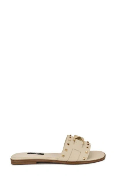 Nine West Women's Griyen Studded Flat Slide Sandals In White