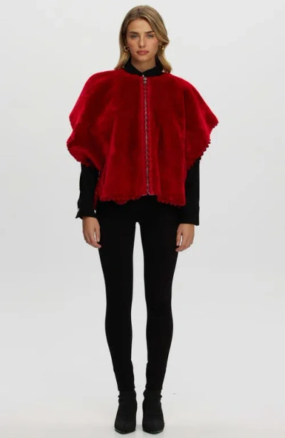 Gorski Reversible Collarless Shearling Lamb Jacket In Red