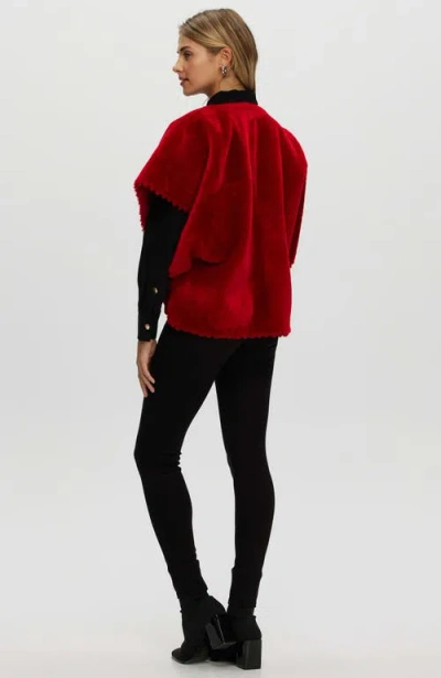 Gorski Reversible Collarless Shearling Lamb Jacket In Red
