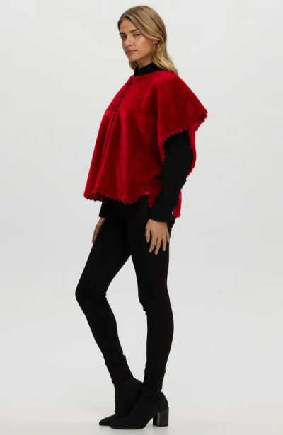 Gorski Reversible Collarless Shearling Lamb Jacket In Red