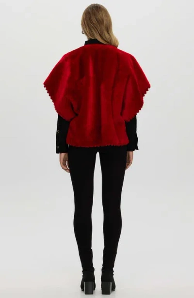Gorski Reversible Collarless Shearling Lamb Jacket In Red