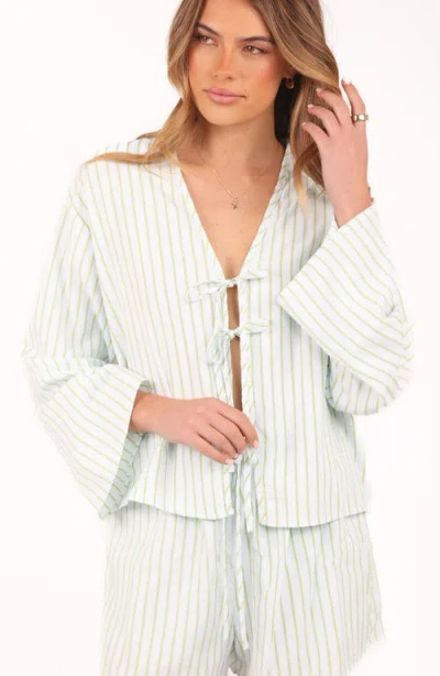 Petal And Pup Petal & Pup Flynn Tie Front Top & Drawstring Shorts Set In White