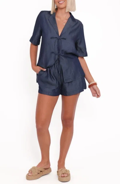 Petal And Pup Petal & Pup Aaliyah Chambray Shorts In Blue
