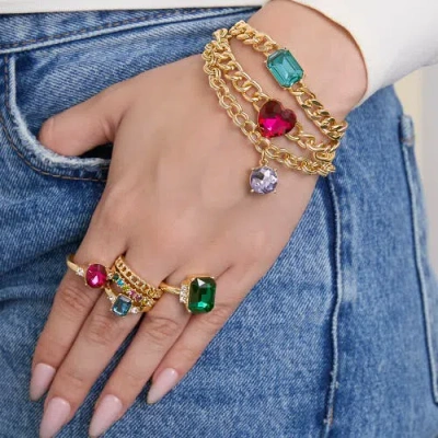 Jessica Simpson Multi-gemstone Statement Ring Set In Multi