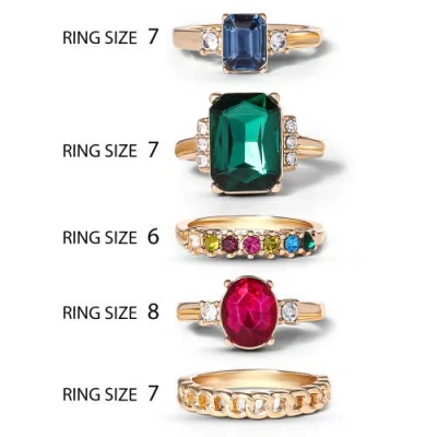 Jessica Simpson Multi-gemstone Statement Ring Set In Multi