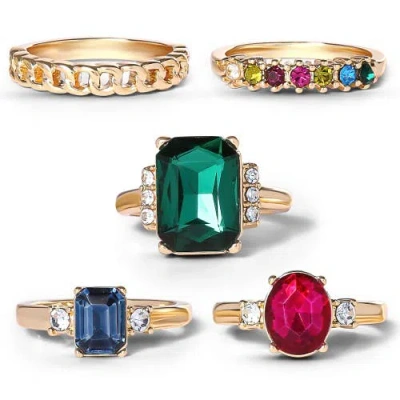 Jessica Simpson Multi-gemstone Statement Ring Set In Multi