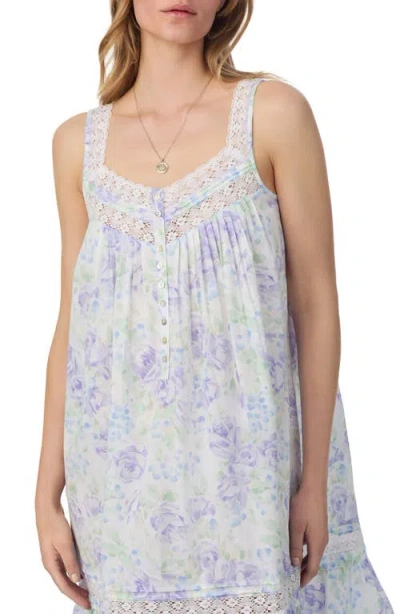 Eileen West Short Cotton Chemise In Blue