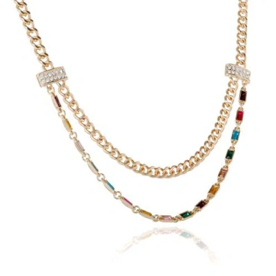 Bcbg Generation Double Layer Multicolor Necklace In Gold