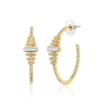 Bcbg Eneration Crystal Baguette Hoop Earrings In Gold